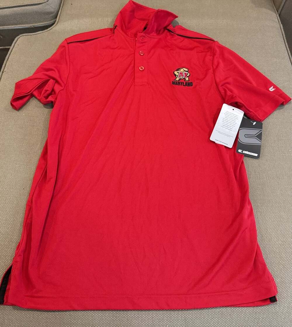 Colosseum Maryland Terrapins Polo Size S Red NCAA Golf Shirt NWT